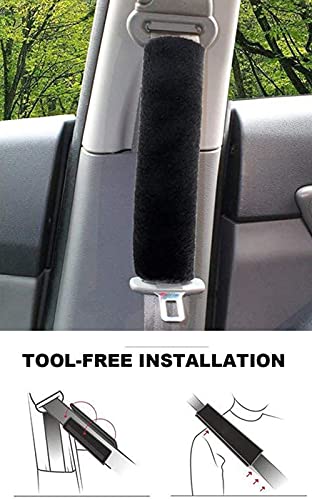 Tianmei 2 Pcs Universal Car Seatbelt Pads Cover, Carseat Belt Shoulder Strap Protector for Adults and Kids (Pure Black) - color: Black - 2PCS