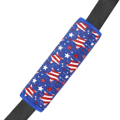 Amintiri Seat Strap Shoulder Pads for Kids, Seat Belt Cover for Children, Soft Furry Seat Belt Cushion for Travel, Cartoon Car Seat Belt Pad Cover for Boys and Girls. (Patriotic Star) - color: Patriotic Star