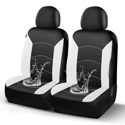 HChengkikz Car Seat Covers Front Seat, Waterproof Neoprene Car Seat Covers, Airbag Compatible, Universal Automotive Seat Covers for Most Cars, SUVs, Trucks (Black + White) - color: Black White, size: Two Front