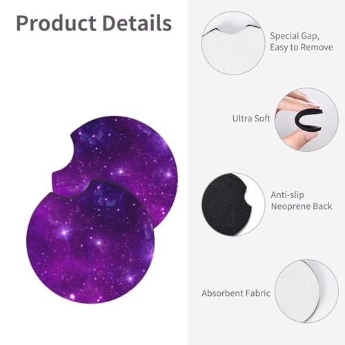 Purple Galaxy Steering Wheel Cover Purple Starry Sky Steering Wheel Cover Galaxys Breathable Universal for 15 Inch Anti-Slip Car with 2 Pieces Car Coasters Suitable for Men Women Galaxys - color: Purple Galaxy