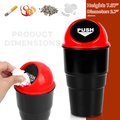 Cup Holder Trash Can for Car, Leakproof Vehicle Back Seat Garbage Can Mini Portable Trash Bin with Lid, Universal Smellproof Cup Holder Garbage Bin for Cars Trucks SUVs (Red) - color: Red