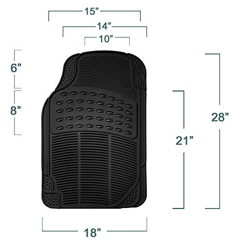 FH Group Automotive Floor Mats Climaproof for All Weather Protection Universal Fit Trimmable Heavy Duty fits Most Cars, SUVs, and Trucks, 2pc Front Set Solid Black - color: Black, style: Front Set