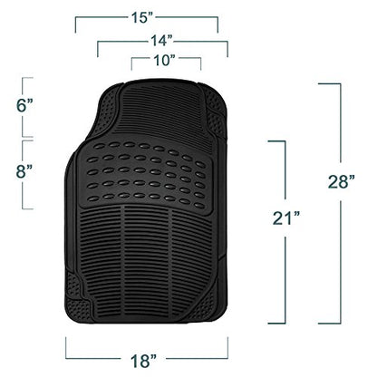 FH Group Automotive Floor Mats Climaproof for All Weather Protection Universal Fit Trimmable Heavy Duty fits Most Cars, SUVs, and Trucks, 2pc Front Set Solid Black - color: Black, style: Front Set
