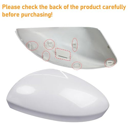 Moonlinks Compatible with Nissan Sentra 2020 2021 2022 2023 2024 Side Mirror Cover Replacement, Pure White Left Driver Side Clip-on Mirror Cap for Sentra S/SR/SV/Sense/Advance/Exclusive - color: Left Pure White