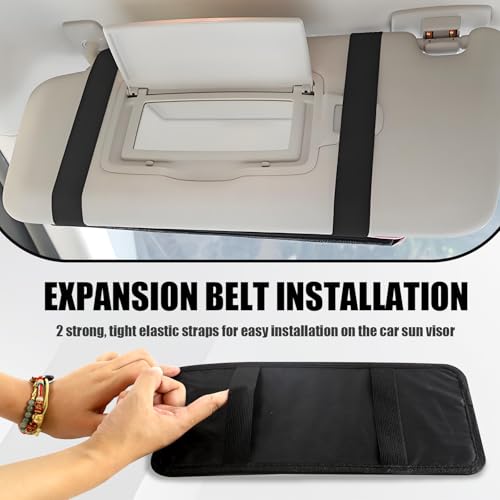 Car Visor Handicap Placard Holder, Disabled Parking Permit Sign Protector for Auto Sun Visor, Disability Parking Placard Holder with Pen Holder, Note Paper Card Slot, Elastic Strap