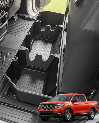 Under Seat Storage for Honda Ridgeline: 2006-2026 Crew Cab, Truck Second-Row Underseat In-Cabin Storage Bin for Ridgeline, Car Accessories Rear Under-Seat Organizer Tool Box for Ridgeline(w/ Mesh Net)