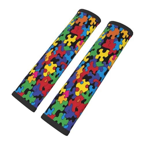 Colorful Autism Awareness 2 PCS Car Seat Belt Pad Cover for Adults, Suitable for Car Seat Belt Backpack Shoulder Bag - color: Colorful Autism Awareness