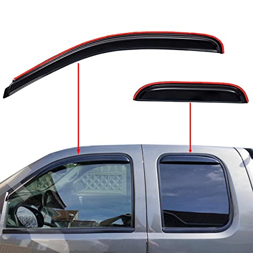 Lightronic Extra Durable In-Channel Auto Vent Window Visor, Fit 2007-2013 Chevrolet Silverado & GMC Sierra 1500; 2007-2014 Silv./Sierra 2500 HD & 3500 HD, Ext. Cab, UV-Protect Rain Guard, Smoke, 4-Pcs - size: In-channel