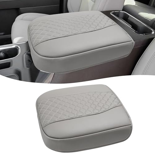 Center Console Cover for Chevy Silverado & GMC Sierra 2019-2026, Tahoe & Suburban & Yukon 2021-2026, Vinyl Car Armrest Protector, Floor Console Bucket Seat Only, Anti-Scratch, Gideon Gray - color: Gideon Gray, size: Bucket Seat, Silverado & Sierra 2019-20