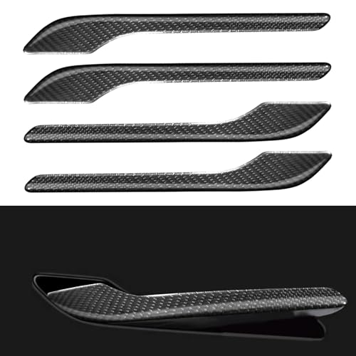 Carbon Fiber Door Handle Cover for Tesla Model 3(2017-2025) Model y(2020-2025),Real Carbon Fiber 3D Sticker Wrap Covers,Tesla Door Handle Protection Accessories (Black) - color: black（Real Carbon Fiber 3D）