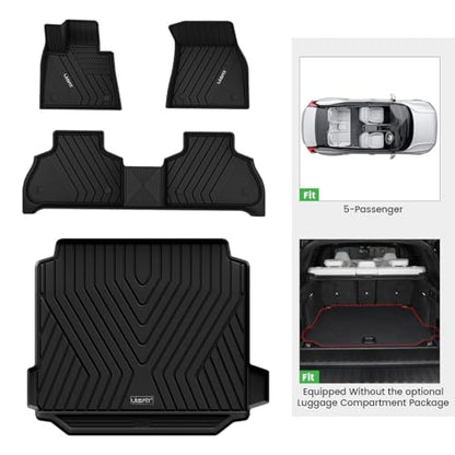 LASFIT Floor Mats&Trunk Mat Fit for BMW X5 2019-2024 2025 2026 40i/45e/50e/50i/M/M50i/M60i, All Weather TPE Custom Fit 1st&2nd Row Full Set Car Mats & Cargo Liner(Only for 5 Passengers), Black - size: 3) X5 2019-2025 2026 | Full Set