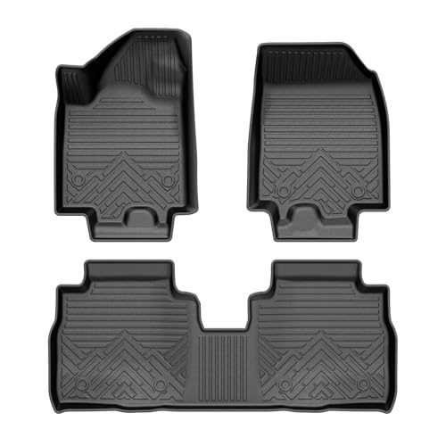 Powerty Floor Mats for 2024-2025 2026 Chevrolet Chevy Equinox EV Accessories (Non Fuel), All Weather Protection Anti-Slip and Waterproof Car Floor Liners for Equinox EV 3PCS - size: 2)Chevy Equinox EV｜24-26｜1st & 2nd Row