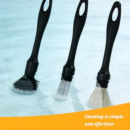 3PCS Car Detailing Brush Kit, Includes Ultra Soft No Scratch Boars Detailing Duster Brush Set for Exterior Interior, Multi-Use Auto Interior Dusting Cleaning Kit, Universal Fit - size: 3 PCS