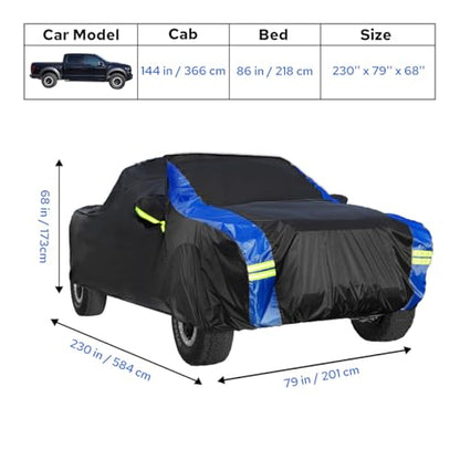Avecrew All Weather Truck Cover - Waterproof, Rain, Snow, UV & Dust Protection (210"-230") - size: Fit Truck Length 210-230 inch