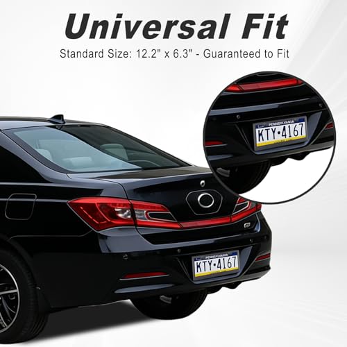 2PCS Carbon Fiber License Plate Frames with 2 Holes, Metal Car License Plate Cover with Screw Caps, Slim Edge Universal Fit for Cars, Trucks, SUVs, and RVs, Black - color: Carbon Fiber, size: 2 Holes