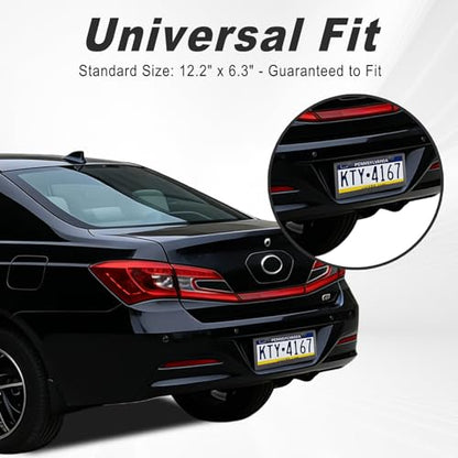 2PCS Carbon Fiber License Plate Frames with 2 Holes, Metal Car License Plate Cover with Screw Caps, Slim Edge Universal Fit for Cars, Trucks, SUVs, and RVs, Black - color: Carbon Fiber, size: 2 Holes
