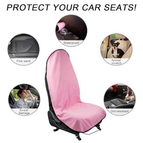 DXNQ Waterproof Car Towel Seat Cover, Sweating Non-Slip Premium Towel Carseat Cover Protector, Universal Soft Machine Washable Car Truck SUV Front Seat Cover for Gym Workout Beach Hiking (Pink) - color: Pink, 1pc, Front