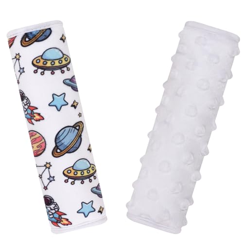 Seat Belt Covers for Kids, Double-Sided Use Shoulder Pads for Kids, Comfort Neck Strap Covers, Cute Car Seatbelt Cushion Covers for Boys Girls(2 Pack) - color: Space Travel