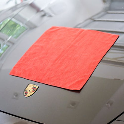 CARCAREZ Premium Microfiber Detailing Towels, 340 GSM Lint Free Car Buffing Waxing Polishing Drying Towels (6, Red, 16x16 Inch) - color: Red