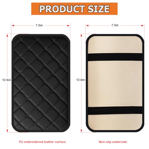 HZEL Car Center Console Cushion Pad, PU Leather Vehicle Armrest Protection Cover, Waterproof Automotive Interior Arm Rest Seat Box Mat Accessories, Universal for SUV, Sedan, Truck (Black) - color: Black