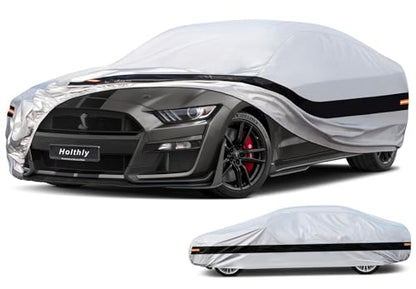 10 Layers Car Cover Custom fit for Ford Mustang/Shelby (1964-2024) Waterproof All Weather for Automobiles, Outdoor Full Cover Rain Sun UV Protection.Silver - size: Custom Fit for Ford Mustang