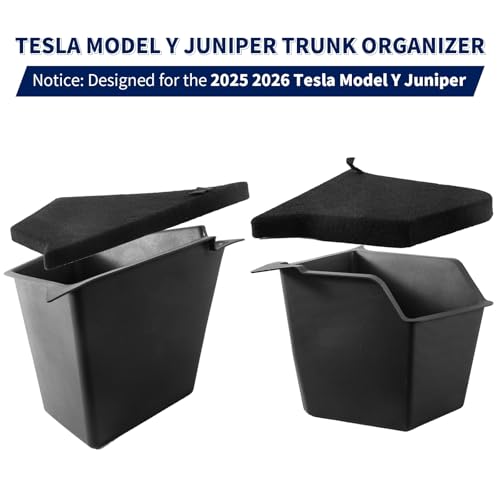 Tesla Model Y Juniper Rear Trunk Storage Bins 2025 2026 Tesla Model Y Juniper Trunk Organizer Storage Box with Cover TPE Tesla Model Y Juniper Accessories