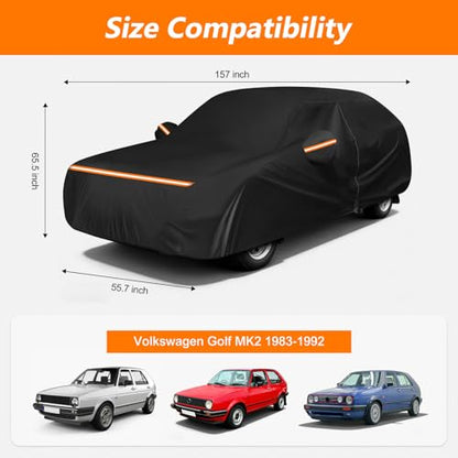 Car Cover for Volkswagen Golf MK2 1983-1992, 420D Oxford Cloth and Cotton Car Cover Waterproof All Weather with Zipper Windproof Heavy Duty All Weather with Wind, Sun, UV and Dust Protection - size: for Volkswagen Golf MK2 1983-1992