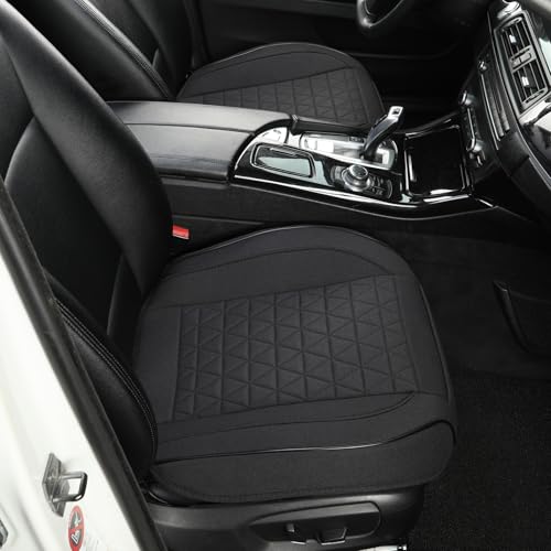 West Llama Linen Front Car Seat Cover Protector Anti-Slip Bottom Seat Cover Fits 95% of Vehicles,Wrapping Around The Bottom,Triangular Pattern(Black-2Pcs) - color: Triangular Pattern-Black, size: 2pc