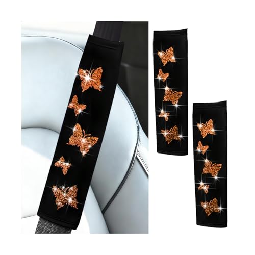 Car Seat Belt Covers, 2PCS Butterfly Soft Vehicle Seatbelt Shoulder Strap Pad Cushions, Comfortable Automotive Interir Harness Pad, Universal for SUV Automobile Truck (Orange) - color: Orange