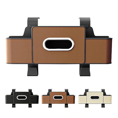 UKM 3-in-1 Back Seat Car Organizer, Car Backseat Storage Box with Cup Holder, Tissue Box&Hooks, Multifunctional Waterproof Storage for Hold Phones Drinks Handbags (Brown) - color: Brown