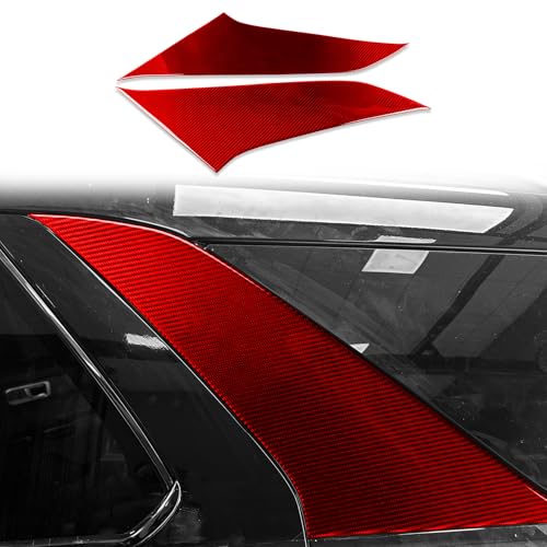 Real Red Carbon Fiber Car Rear Row Door Side Panel Anti-Collision Soft Sticker Auto Exterior Trim Compatible with Ford Explorer(U625) XLT/Limited/ST/Platinum/Platinum Hybrid 2020 2021 2022 2023 - color: C-pillar