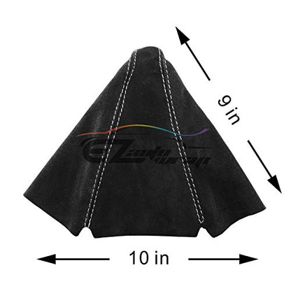 EZAUTO WRAP Universal Real Velvet Shift Knob Shifter Boot Cover Black with White Stitches Genuine Leather MT at Sport - color: Black