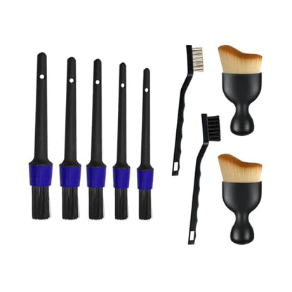 9PCS Car Detailing Brush Kit, Includes 5 Soft No Scratch Detail and 2 Air Vent & 2 Wire Brush, Multi-Use Automotive Interior Detailing Duster Tool Kit, Universal for Most Vehicles - size: 9 PCS
