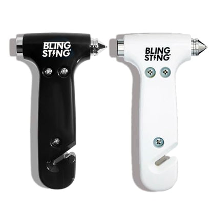 BLINGSTING Glammer Safety Hammer - Emergency Automotive Escape Hammer Tool, Seat Belt Cutter & Car Window Break Tool - White & Black, 2 Count - color: White & Black