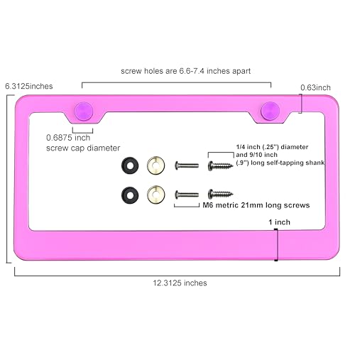 T304 Stainless Steel License Plate Frame – 8K Mirror Polish Finish, Rust-Resistant, Slim Design, Universal Fit, Includes Screw Caps, Washers & Stainless Steel Screws (Baby Pink) - color: Baby Pink