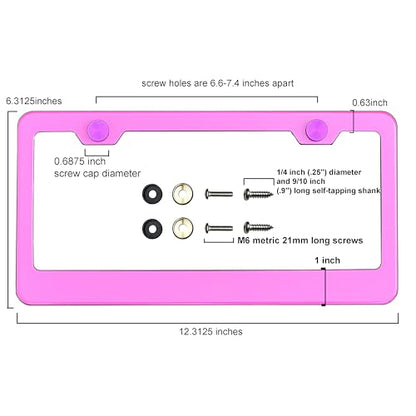 T304 Stainless Steel License Plate Frame – 8K Mirror Polish Finish, Rust-Resistant, Slim Design, Universal Fit, Includes Screw Caps, Washers & Stainless Steel Screws (Baby Pink) - color: Baby Pink