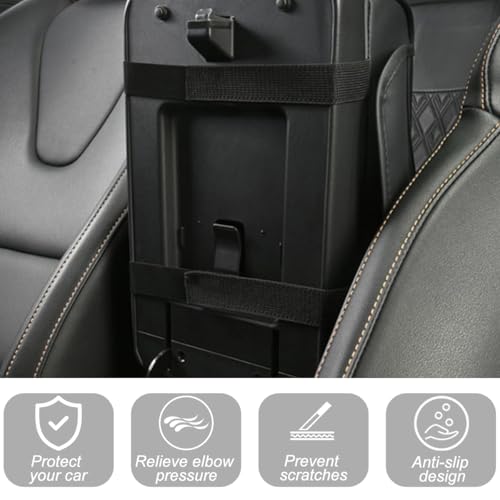 Car Center Console Armrest Box Mat, Nappa Leather Armrest Box Cover with Tissue Box, Cup Holder & Phone Holder, Middle Console Arm Rest Protection Pillow, Universal for Vehicles (Brown) - color: Brown