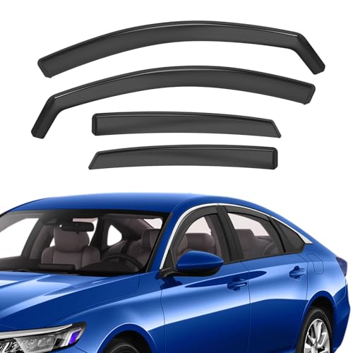 in-Channel Rain Guards Compatible with Honda Accord 2018 2019 2020 2021 2022 2023, Black Window Deflectors Window Visor Side Shatterproof Sun Visor, 4-Pieces Set - size: Fit for Honda Accord 2018-2023 In Channel