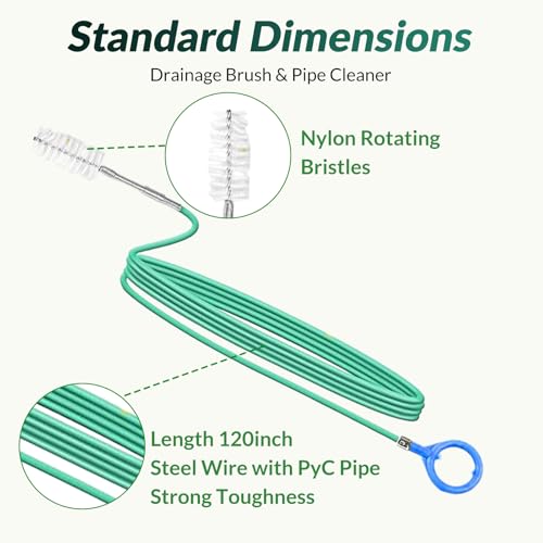 Auto Sunroof Cleaning Tool, 3Pcs 120 Inch Long Flexible Pipe Brush,3 Pcs 7.9 Inch Tube Cleaner Brush Perfect for Car Sunroof, Windshield Wiper Drain Hole