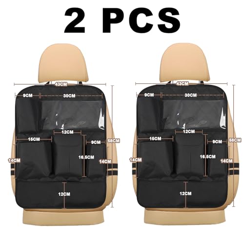 XDV Car Seat Organizers,Multi-functional Back Seat Protectors, Storage Pouches, Child kicking prevention and Tray Holders Kick Mats Back (for Cars, Kids,and Rear Seats) (Black, 2 Pack) - size: 2 Pack