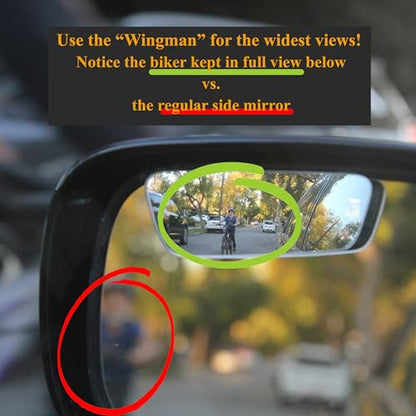 Safe View Wingman Blind Spot Mirrors – See More, Drive Safer – Real Convex Glass, Wide Angle Vision, Easy Peel & Stick, Durable Weatherproof Design - size: Wingman