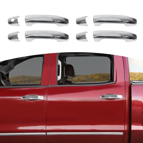 for Silverado Door Handle Cover Trim for Chevy Silverado/Tahoe for GMC Sierra/Yukon 2014-2018 Chrome Exterior Accessories 4pcs - color: Chrome