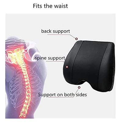 Memory Foam PU Leather Lumbar Pillow - Car Middle/Lower Back Support Pillow - Suitable for Car Seats, Office Chairs, Recliners, etc. (Black) - color: Black