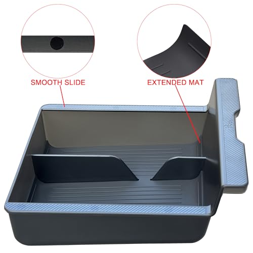 JVMA Center Console Organizer for Tesla Model Y 2024 2023 2022 2021 and Model 3 2021-2023 Accessories with Backlight Transparent Smooth Slide 3 Carbon Edition Upgrade - size: Model y '21-'24 & Model 3 '21-'23