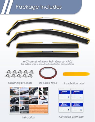 in-Channel Window Rain Guard for Fit for Volkswagen Tiguan 2018-2024 Rain Guards Side Window Visors Low Profile Vent Visor Window Deflectors Vent Shades Car Accessories - size: 2018-2024 Volkswagen Tiguan