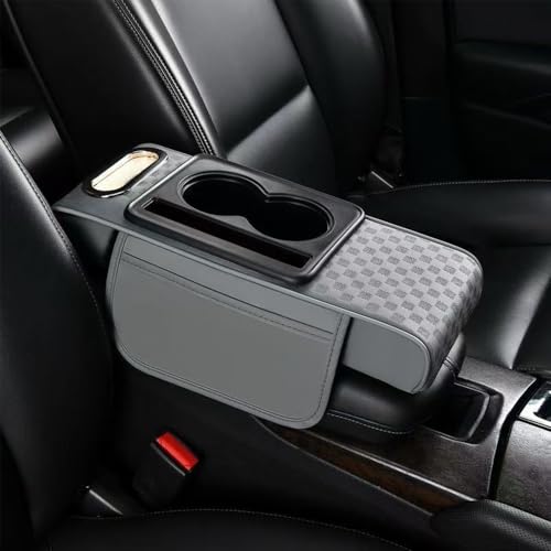 5 in 1 Car Center Console Cover, Memory Cotton Car Armrest Pad with 2 Storage Pockets, Cup Holder, Tissue Box Slot, Phone Holder, Universal Car Interior Organizer (Gray, Thin(14.8 * 6.1 * 2.4inch)) - color: Gray, size: Thin(14.8*6.1*2.4inch)