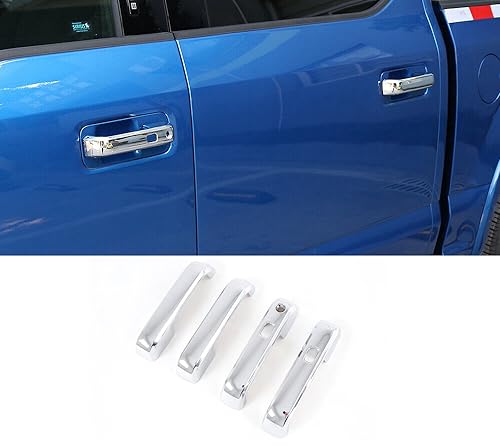 Car Accessories Exterior Door Handle Decor Cover Trim with Smart Keyhole Chrome Fit for 2015-2020 Ford F150 2017-2020 Ford F250HD/F350HD ABS 4 PCS - color: Chrome, size: With Smart Keyhole