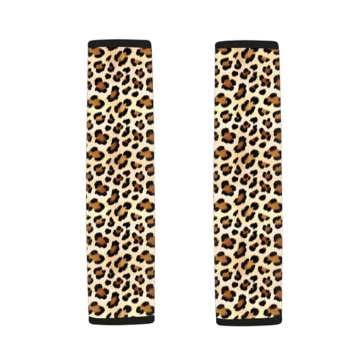 Brown Leopard Print Universal Seat Belt Pads 2-Pack Soft Car Safety Seat Belt Strap Shoulder Pad Comfortable Car Interior Automotive Fit Most Cars, Truck, Suv, or Van - color: Brown Leopard Print