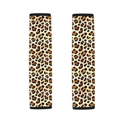 Brown Leopard Print Universal Seat Belt Pads 2-Pack Soft Car Safety Seat Belt Strap Shoulder Pad Comfortable Car Interior Automotive Fit Most Cars, Truck, Suv, or Van - color: Brown Leopard Print