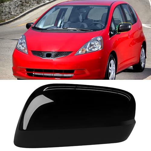 OWITAI Compatible with Honda Fit/Jazz Left Driver Side Mirror Cap Cover 2009 2010 2011 2012 2013, Glossy Black Door Rearview Mirror Cover Replacement Without Turn Signal Light for Fit/Jazz - color: Left Black